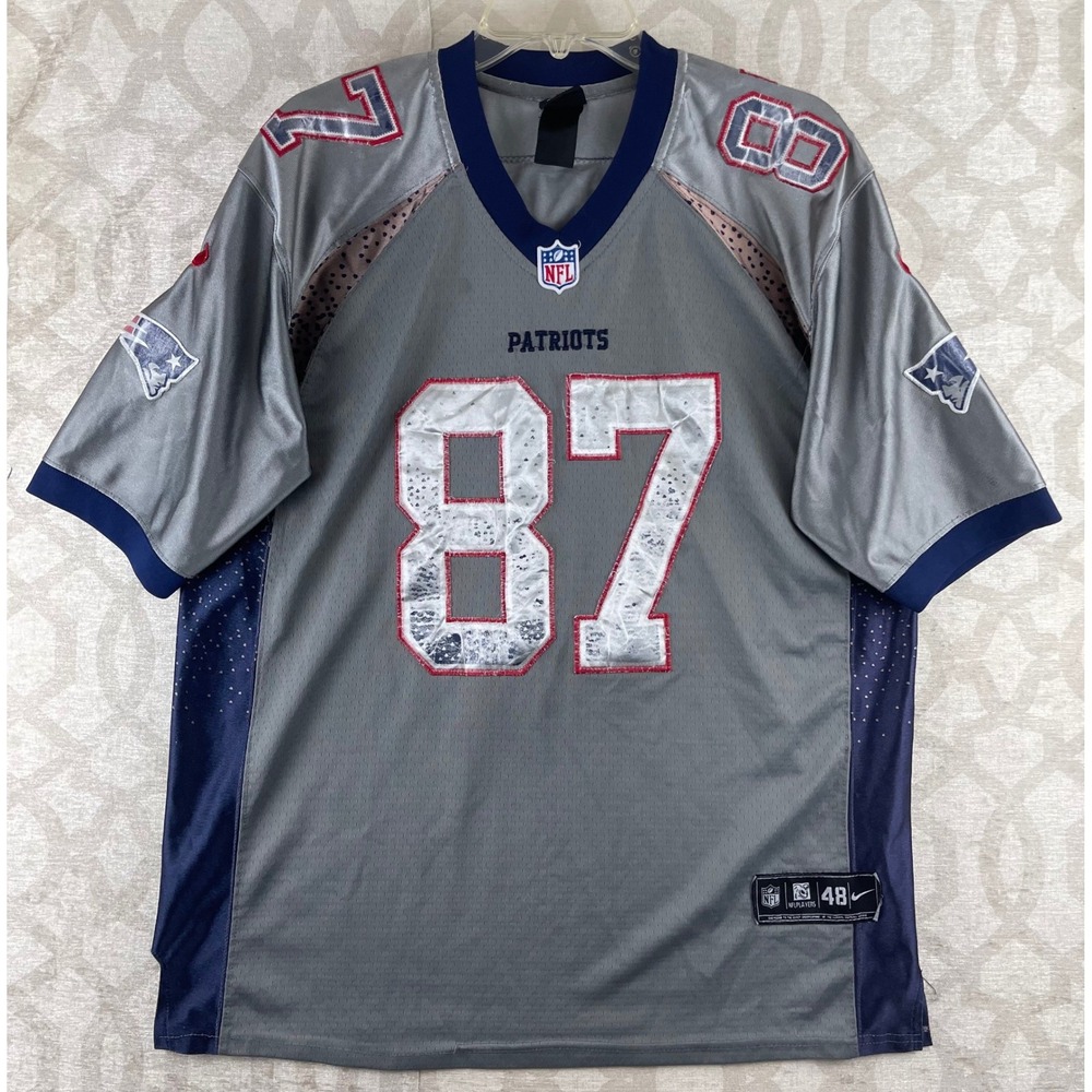 Nike New England Patriots Men 48 Silver Rob Gronkowski 87 Onfield Jersey‎ NFL XL